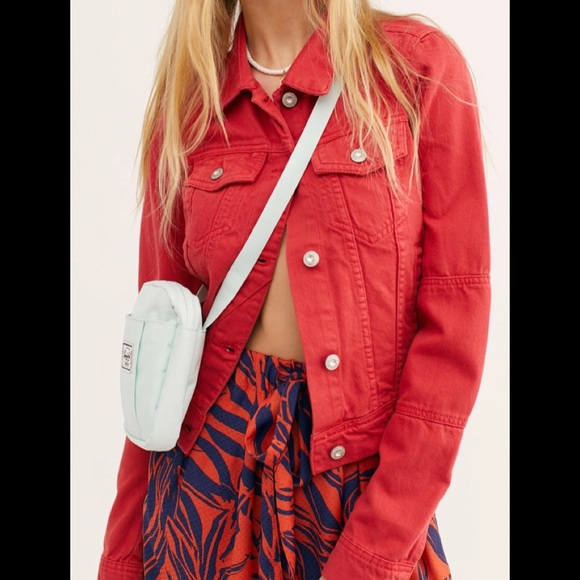 Free People- Rumors strawberry spritz denim jacket-XS-EUC - Picture 13 of 13